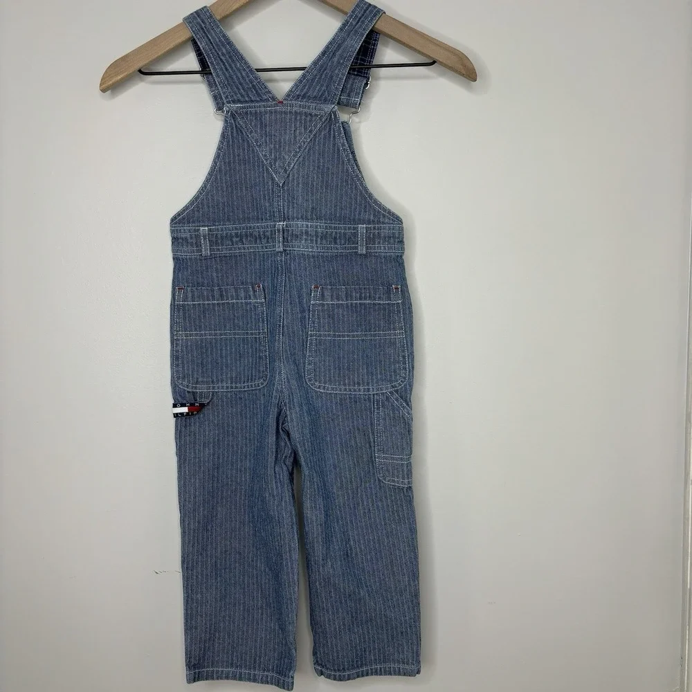 Tommy Hilfiger Bib Denim Overalls 3T Conductor‎ Train Carpenter Vintage Stripe